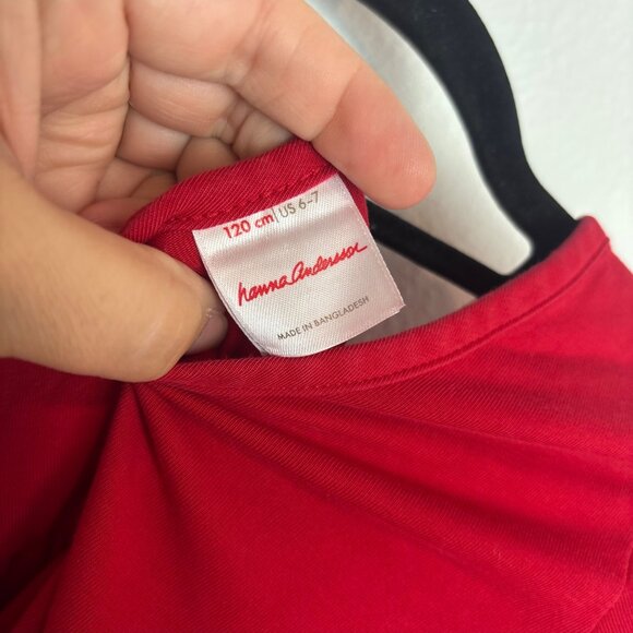 Hanna Andersson Girls Red Long Sleeve Dress Size 6-7 - Picture 4 of 7